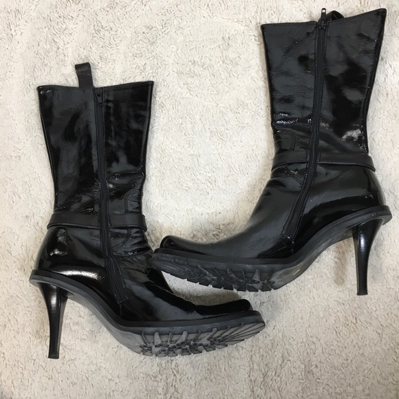 Materia Prima Black Patent biker  boots 38.5. 8.5 - Picture 9 of 12